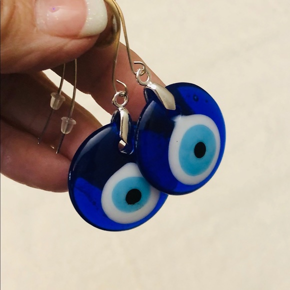 Beautiful Blown Glass 🧿 Evil Eye Earrings - Picture 3 of 5